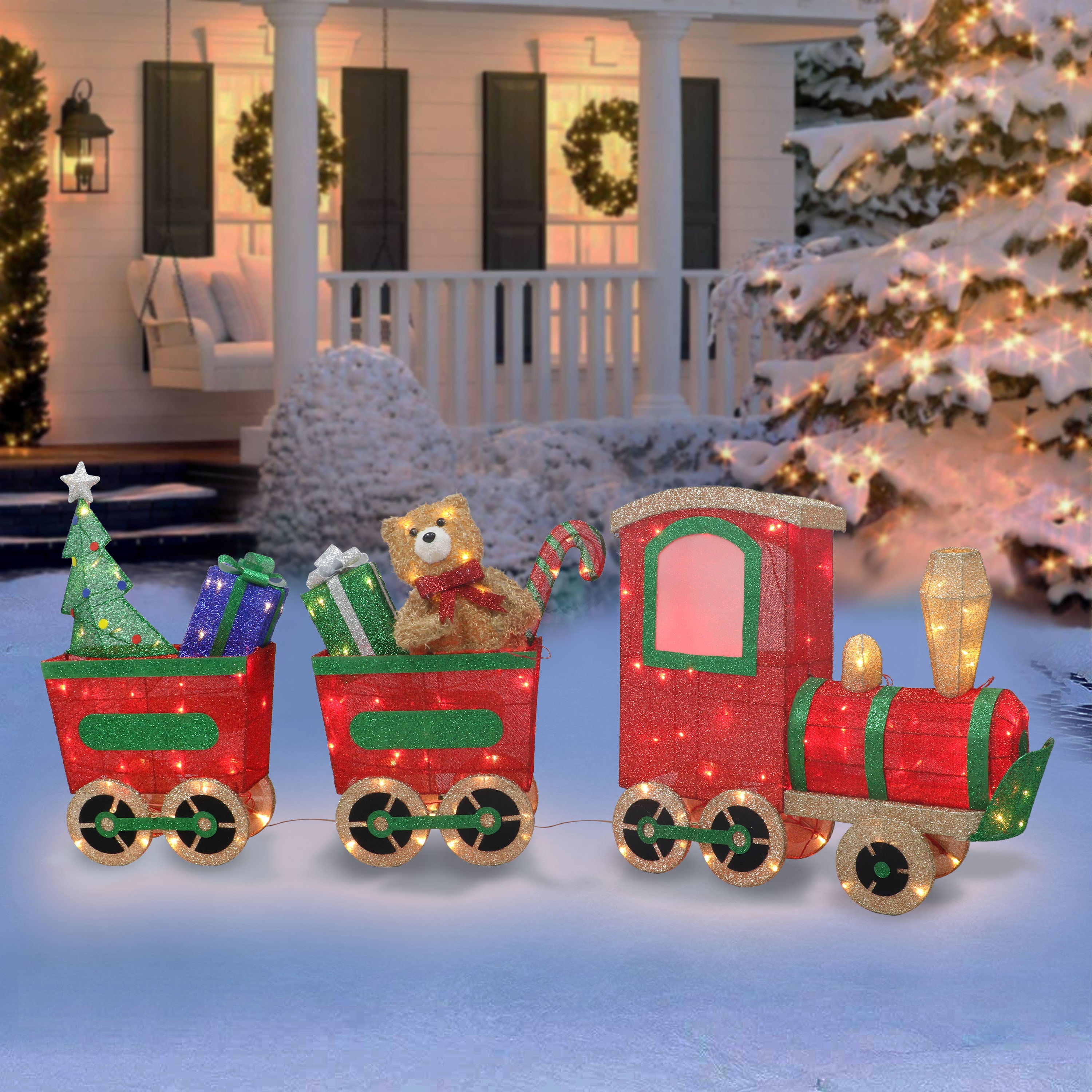 Lighted Outdoor Wire Frame Train
